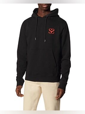 SANDRO Double S Embroidered Logo Hoodie  Cotton In Black Size S